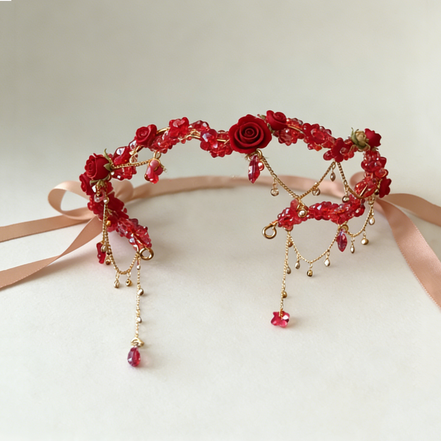 Red Rose Crystal Garland