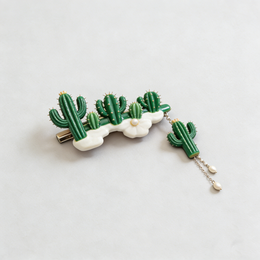 Cactus Pearl Tassel Hair Clip