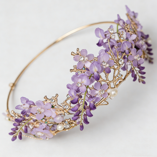 Purple Wisteria Gold Garland