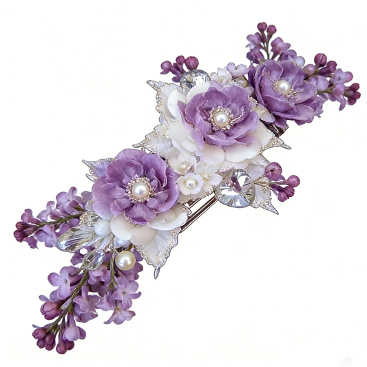 Lilac Pearl Flower Hair Clip