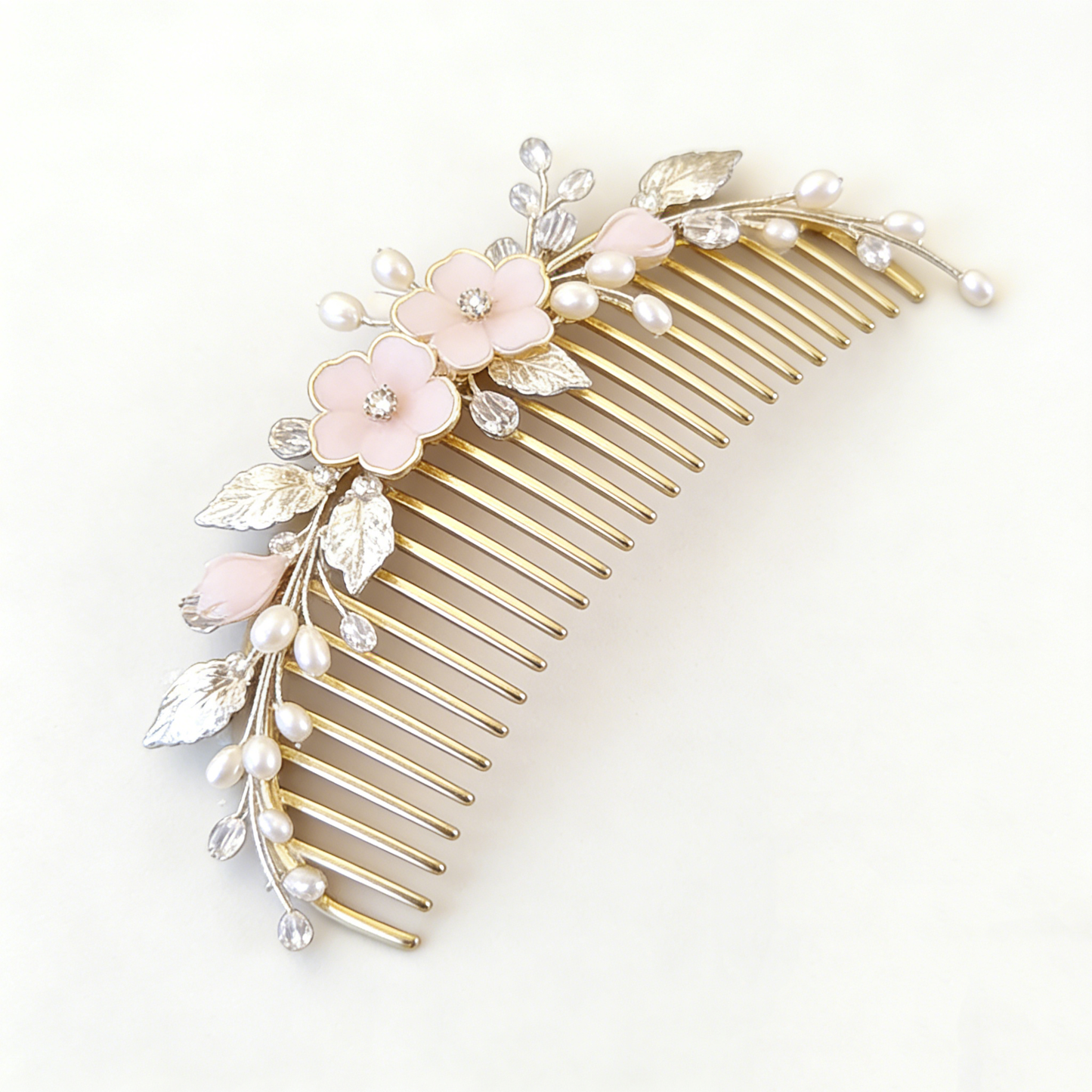 Pink Blossom Pearl Tuck Comb