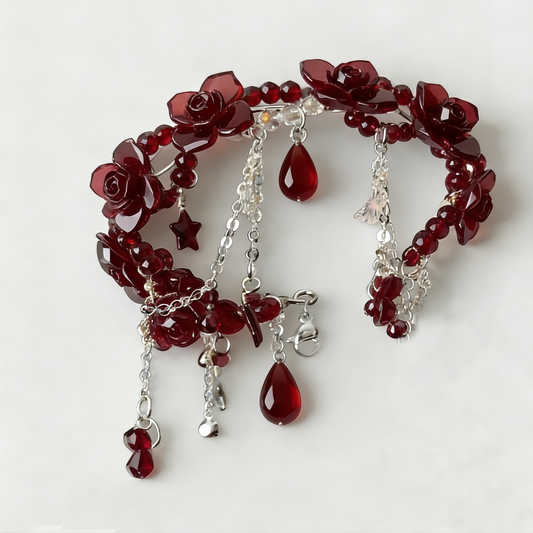 Red Rose Silver Garland