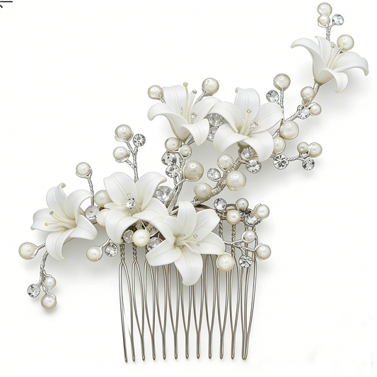 Silver Lily Pearl Tuck Comb