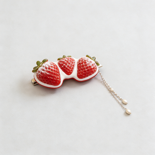 3D Strawberry Tassel Hair Clip