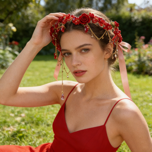 Red Rose Crystal Garland