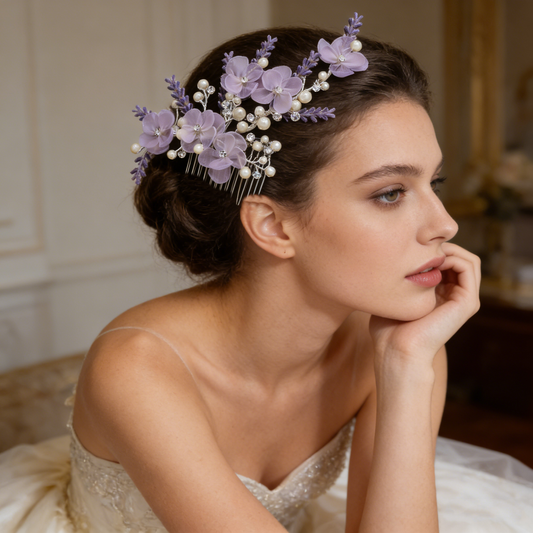 Purple Iris Pearl Tuck Comb