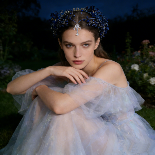 Navy Blue Iris Metal Garland