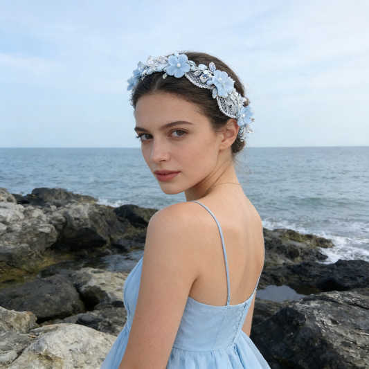 Light Blue Lace Flower Garland