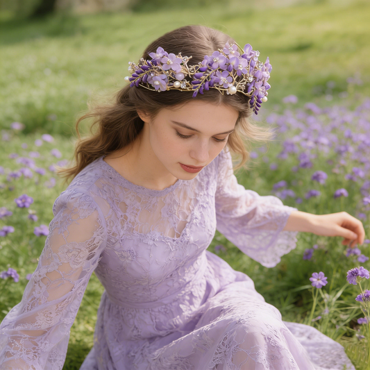 Purple Wisteria Gold Garland
