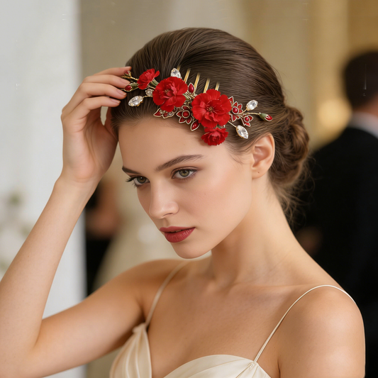Red Carnation Crystal Tuck Comb
