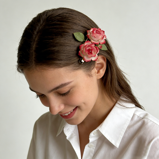 Red-Edge Rose Hair Clip