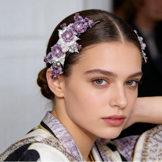 Lilac Pearl Flower Hair Clip