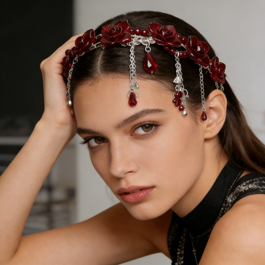 Red Rose Silver Garland