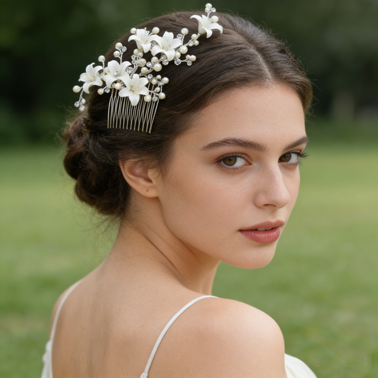 Silver Lily Pearl Tuck Comb