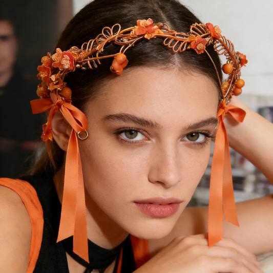 Orange Leaf & Ribbon Garland