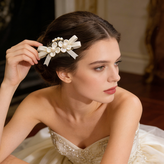 Vintage Pearl Flower Tuck Comb