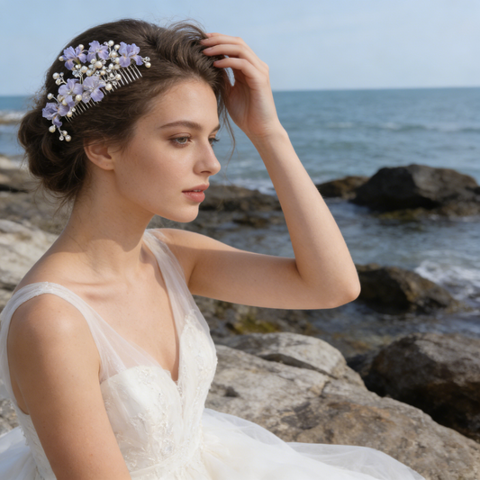 Lavender Flower Tuck Comb