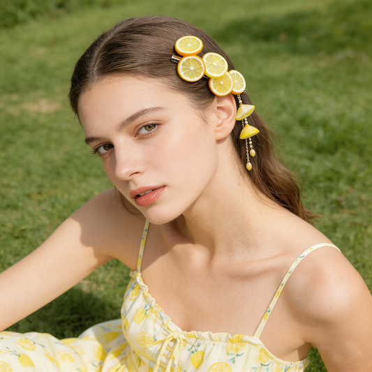 Lemon Slice Tassel Hair Clip