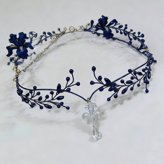 Navy Blue Iris Metal Garland