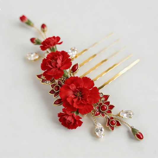 Red Carnation Crystal Tuck Comb