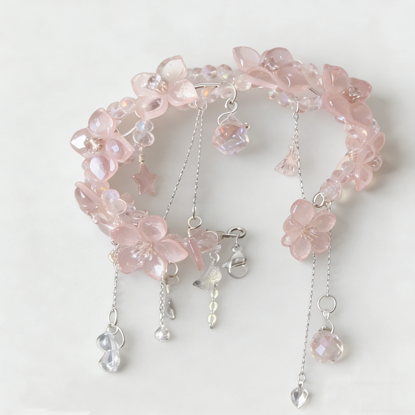 Pink Crystal Flower Garland