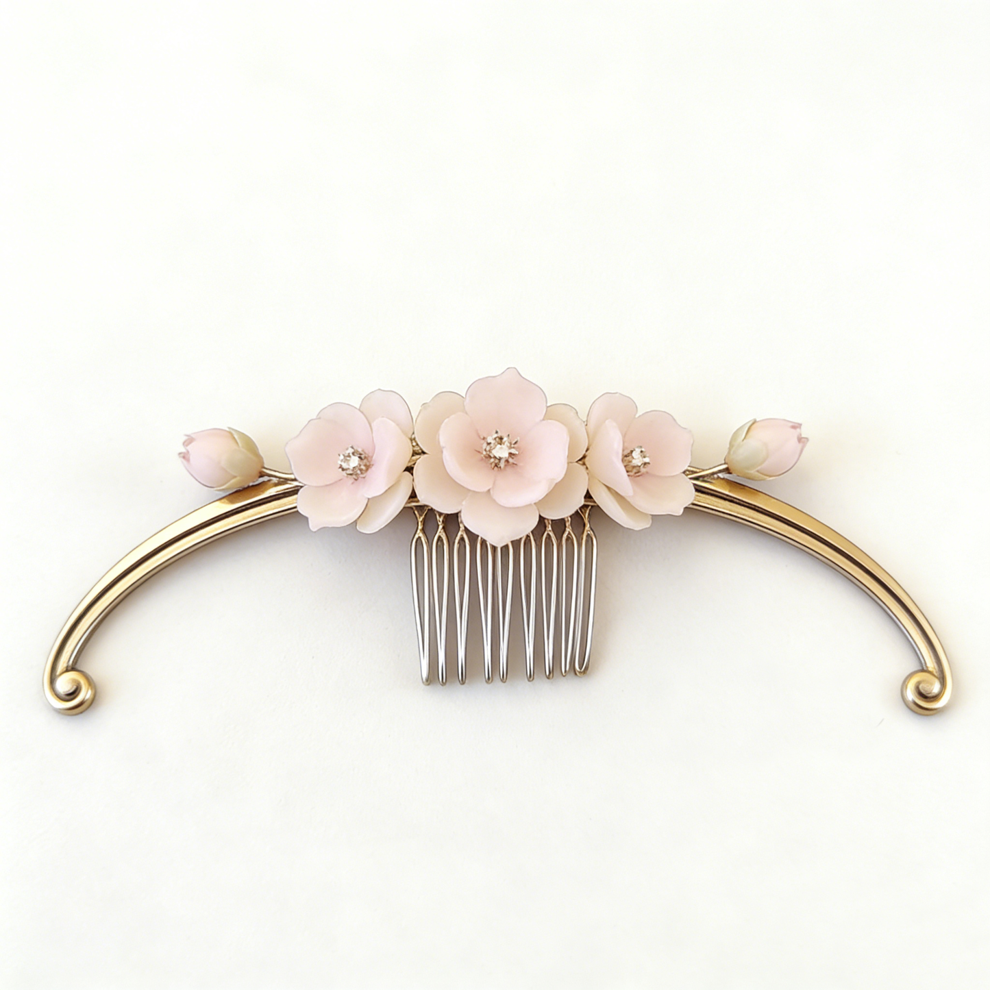 Pink Curved Blossom Tuck Comb