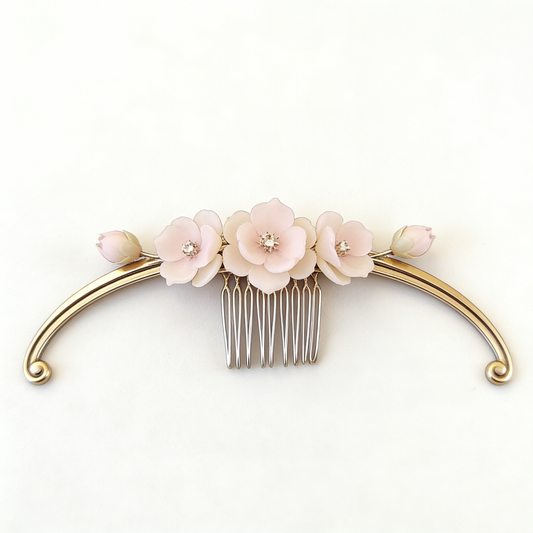 Pink Curved Blossom Tuck Comb