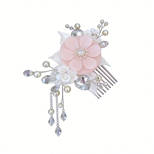 Pink Blossom Chain Tuck Comb