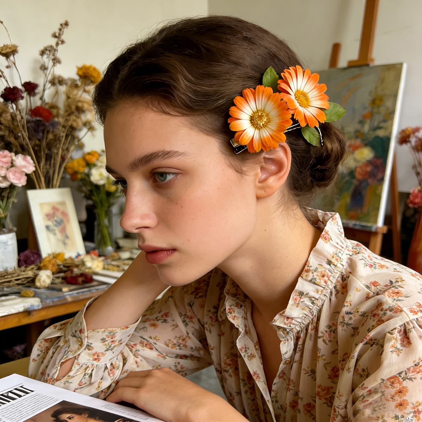 Orange Daisy Hair Clip