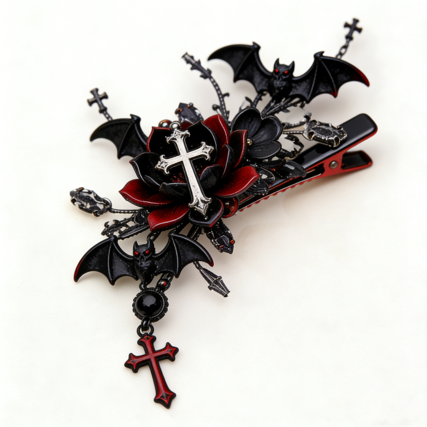 Gothic Bat Cross Hair Clip